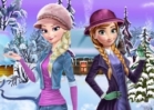 Jogar Elsa and Anna Winter Dress Up