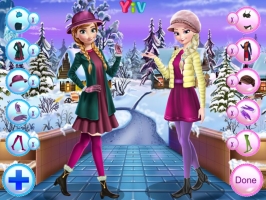 Elsa and Anna Winter Dress Up - screenshot 1