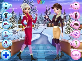 Elsa and Anna Winter Dress Up - screenshot 2